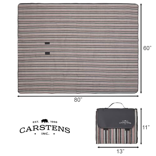 Carstens, Inc. Easy Pack Water Resistant Sandproof Woven Picnic Blanket, Lightweight Foldable Outdoor Camping Beach Mat, Large 60"x80", Saddle Stripe - color: Saddle Stripe
