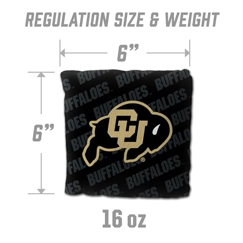 YouTheFan Officially-Licensed NCAA Set of 4 Cornhole Bags - All Weather Regulation 6” x 6” Size - 16oz Weight - Designed in USA - color: Colorado Buffaloes - Black