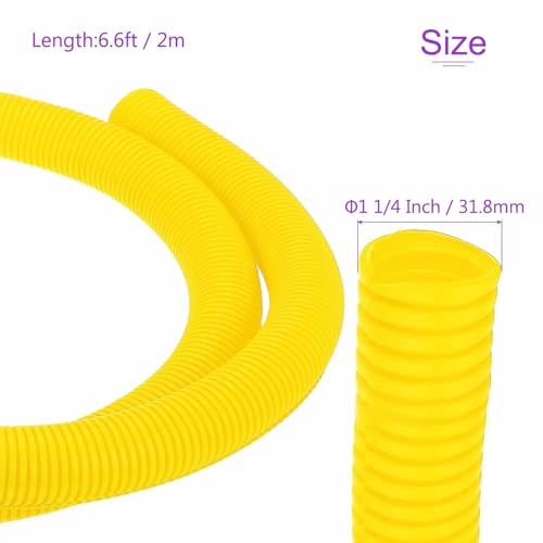 DMiotech 6.6ft Wire Loom Split Tubing 1 1/2 Inch(38.1mm) ID, Cord Protectors from Pet Flexible Conduit Cable Management for Office Home Garden, Yellow - color: Yellow, size: 1 1/2"-6.6ft