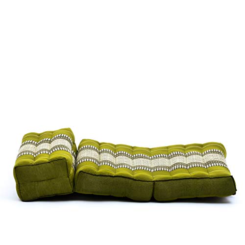 Leewadee Foldable Floor Mattress – 2 in 1 Floor Meditation Mat for Yoga and Relaxation, Seating Futon with Kapok - color: Sf17 - Green