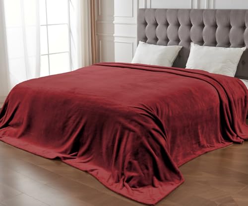 Edenleaf Big Oversized Extra Large Blanket, Huge Fleece 10'x10' Blanket, California King Warm Companion for Whole Family, Bed, Sofa, Couch, Travel, Camping 120x120 Wine - color: Nice Wine