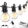 ZJOJO 200FT Outdoor String Lights, G40 Globe Outdoor Lights with 100 Shatterproof LED Bulbs (6 Spare), 2700K Hanging Waterproof Patio Light, Connectable String Lights for Outside Backyard Porch Party - size: 100ft*2