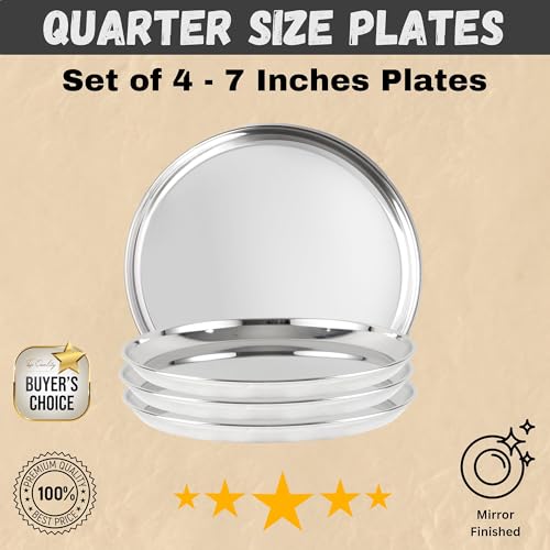 Stainless Steel Dinnerware Set of 32 Pcs (Dinner Plates, Cups, Dishes, Bowls) Metal Dinnerware Sets, Dishwasher Safe, Reusable Dinner Set for Home Kitchen Camping - Service for 4