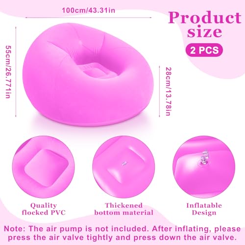 Realspring Inflatable Bean Bag Chairs Outdoor Blow up Camping Chairs Inflatable Lazy Sofa Folding Portable Bean Bag Loungers Couch for Movie Night(Pink,2 Pcs) - color: Pink