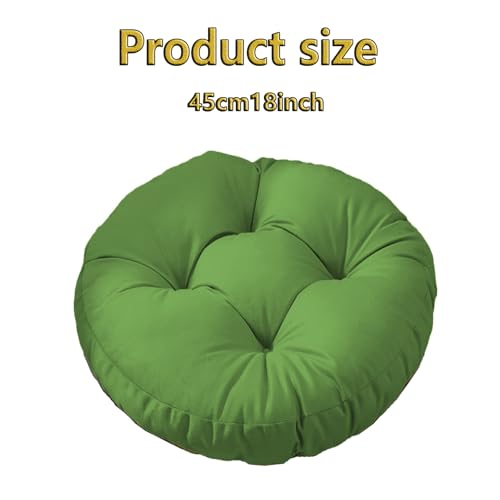 Futon Seat Cushion, Overstuffed Round Tatami Indoor Outdoor Seat Pads Chair Pad, Solid Color Footstool Cushion, not Include Chairs(18inch) (Dark Green) - color: Dark Green
