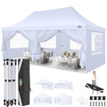 COBIZI 10x20 Pop Up Canopy with 6 Sidewalls, Conical Party Tent 10x20 with 3 Adjustable Height Waterproof, UV-Resistant with Carry Bag, Sandbag, Stake, Tents for Parties, Commercial (Frame Upgraded) - color: White, size: 10x20FT
