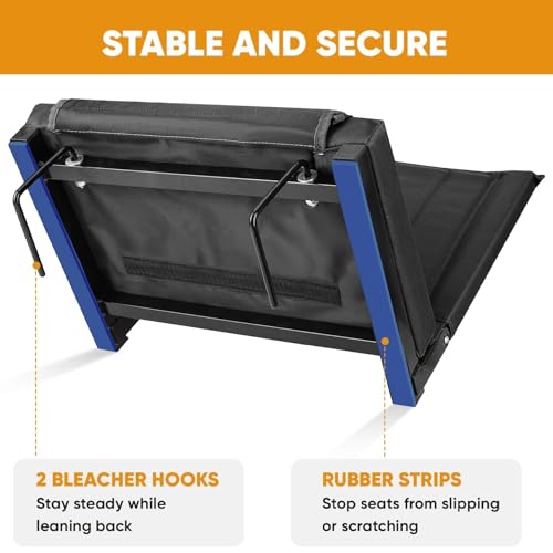 APEXUP Stadium Seats with Back Support, Portable Bleacher Seat with Large Pocket and Cup Holder, Wide Stadium Chair for Sports Events and Concerts - color: Black