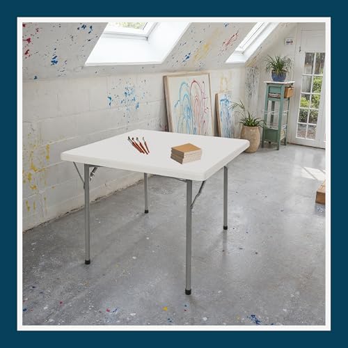 OEF Furnishings OEFBT3636 Utility Series Heavy-Duty Premium Commercial-Grade Indoor/Outdoor Folding Table (36 x 36 in, Square, Speckled Gray Top / Gray Frame) - size: 36" x 36"