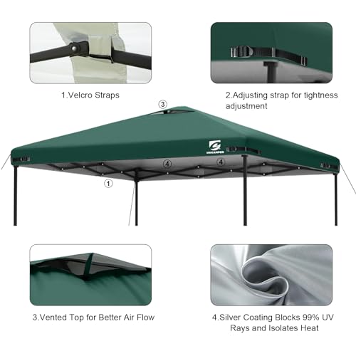 10x10 Pop Up Canopy Replacement Top Cover with Air Vent for Straight Leg Canopy Tent, Waterproof for Outdoor Garden Patio Camping Sun Shade(Frame NOT INCUDE) (Green) - color: Green