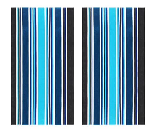 COTTON CRAFT Oversized XL Beach Towel - 39 x 68 inches - 2 Pack XL Towels - 100% Cotton Velour - Big & Huge - Pool Picnic Bath - Thick Plush Super Soft Luxury - 450 GSM - Cancun Blue Multi - color: Cancun Blue Multi, size: 2 Pack - 39x68