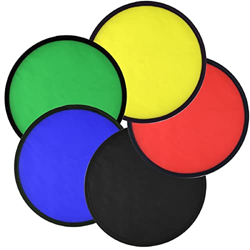 Mototo 15 Pieces Foldable Flying Disc Fans with Bag Folding Pocket Toy Set for Kids Fun Birthday Party Favors Summer Outdoor Activity Game Christmas Halloween, 5 Colors