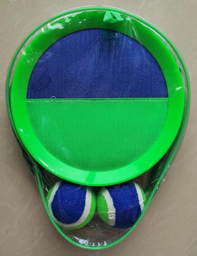 AppleRound Toss and Catch Velcro Ball Set (Hook and Loop), Kids Outdoor Games, Beach Toys, Backyard Sports, Paddle Ball Games (Pack of 2 Paddles and 2 Balls) - color: Blue Green Dual-color, size: 2 Paddles & 2 Balls