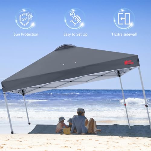 MASTERCANOPY Durable Pop-up Canopy Tent with 1 Sidewall (8'x8',Dark Grey) - color: Dark Gray, size: 8x8