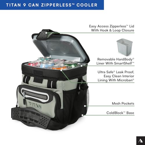 Titan by Arctic Zone Deep Freeze Cooler - Zipperless Hardbody Cooler - Deep Freeze Insulation, HardBody Liner, and SmartShelf - color: Seagrass, size: 9 Can