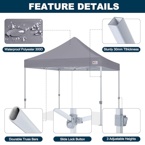 MASTERCANOPY Pop Up Canopy Tent Commercial Grade 10x10 Instant Shelter (Grey) - color: Gray, size: 10x10