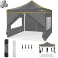 Hoteel 10x10 Pop Up Canopy Tent Heavy Duty with 4 Sidewalls, Waterproof Party Tent, Easy Set-up Commercial Instant Tents with Hand Bag & Rope & Nail, Hexagonal Leg (1-Year Warranty) - color: Gray, size: 10×10 （4 Walls）