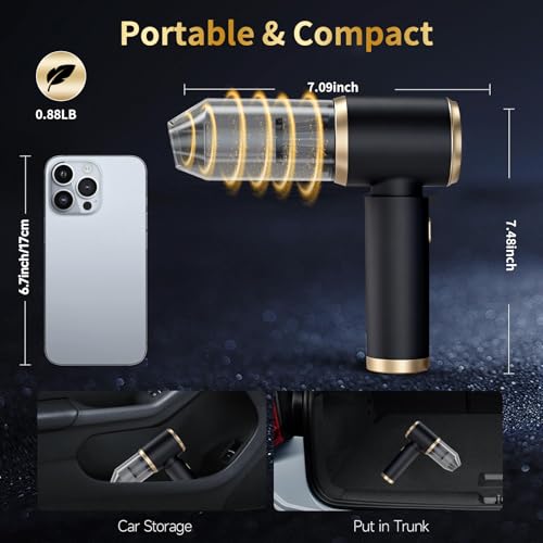 Handheld Car Vacuum Portable Cordless, 4 in 1 Handheld Vacuum Cleaner 15000PA High Power Air Blower & Pump & Air Duster, Mini Hand Held Vacuum Rechargeable for Home, Car, Office - color: Multicolor