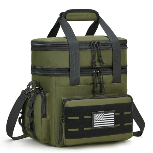 holuxer Tactical Lunch Bag & Lunch Box for Men - Large Double Deck Expandable Insulated Soft Adult Lunchbox for Work - Cooler Bag for Beach, Picnic, Camping,Outdoor，Travel (Green,16L) - color: Green, size: Large