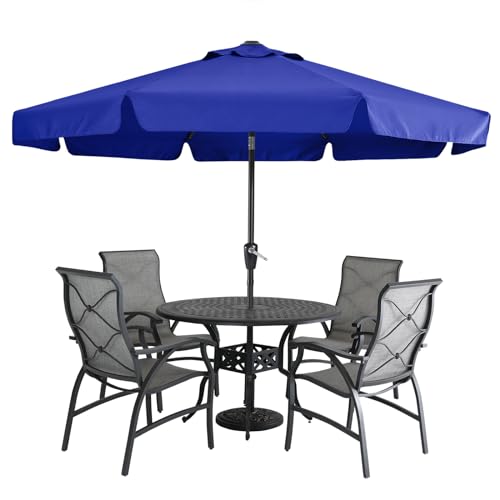 MASTERCANOPY Valance Patio Umbrella for Outdoor Table Market -8 Ribs (9ft, Blue)