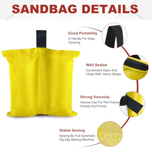 ABCCANOPY Canopy Weights 120 LBS Tent Sand Bags,4-Pack Yellow (Without Sand) - color: Yellow, size: 120 LBS