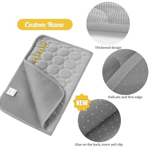 NIBESSER Personalized Dog Cooling Pad for Dog Cats Kennel Ice Silk Portable & Washable Summer Pet Self Custom Cooling Bed Blanket Crate Sleep Mat, Grey - color: Grey