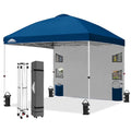 EAGLE PEAK Commercial Canopy 10x10 with Sidewall Storage, Easy OnePerson Setup Pop Up Canopy Tent with Roller Bag, Stakes, Ropes, and Weight Bags, Dark Blue - color: Dark Blue