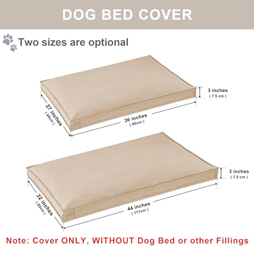 Dog Bed Covers Replacement Washable, Waterproof Dog Bed Cover with Zipper, 36Lx27Wx3H inch Durable Oxford Pet Bed Cover for Outdoor/Indoor Use, Cover Only, Khaki - color: Khaki, size: 36*27*3 inch