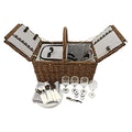 Twine Cape Cod Wicker Basket with Insulated Compartments, Service for 4 – Includes Silverware, Plates, Napkins, Wine Glasses, Shakers, and Corkscrew, Perfect for Picnic, Outdoor Party - style: Cape Cod Picnic Basket