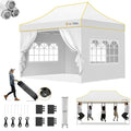 Hoteel 10x15 Pop Up Canopy Tent Heavy Duty with 4 Sidewalls, Waterproof Party Tent, Easy Set-up Commercial Instant Tents with Roller Bag & Sandbags, Hexagonal Leg (1-Year Warranty) - color: White, size: 10×15 （4 Walls）