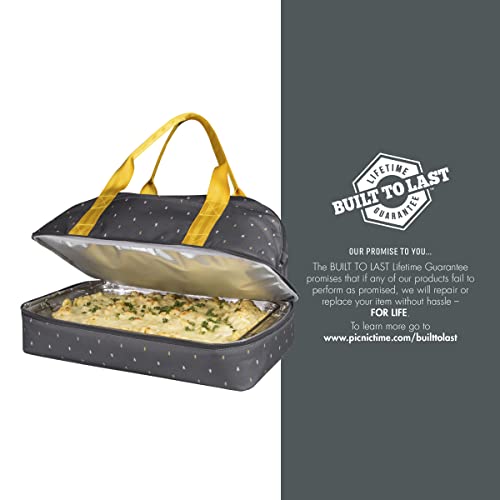 PICNIC TIME Potluck Insulated Casserole Carrier, Thermal Food Carrier, Portable Food Warmer, Insulated Container for up to 300 Degrees with Framed Window and Comfort handles (Black) - color: Black