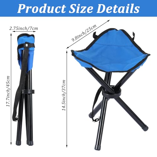 2 PCS Travel Folding Camping Stool, 17 Inch Folding Outdoor Tripod Seats, Portable Camping Stool with Adjustable Carry Strap, 3 Legged Fishing Chair for Hiking, Mountaineering, Picnic, Beach, Lawn - color: Blue
