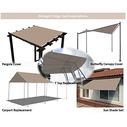 Alion Home Waterproof Rectangle Sun Shade Sail Straight Edge Canopy Cover with Grommet for Pergola Patio Gazebo Carport Outdoor Car Tent (8' x 12', Muddy Water) - color: Muddy Water, size: 8' x 12'