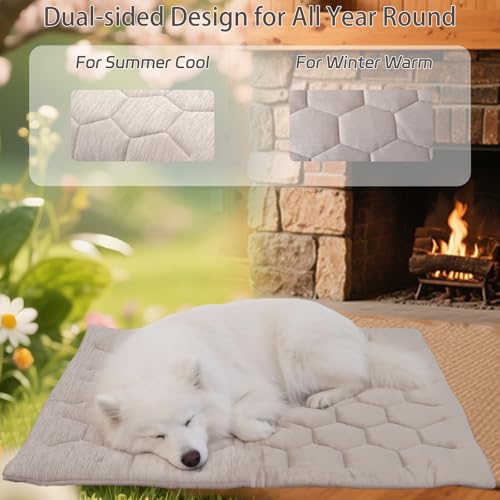 Dog Cooling Mat, Breathable Cooling Mat for Dogs Q-MAX>0.4 Pet Blanket, Washable Cooling Pad for Dogs & Cats, Summer Relief Neutral Decor Mat for Crate, Floor and Car, Taupe, Size A 35"x22" - color: Taupe, size: Size A (35.0"L x 22.0"W x 0.8"Th)