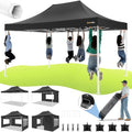 HOTEEL Canopy Tent 10x15 Heavy Duty Pop Up Canopy with Sidewalls, Party Tent with Roller Bag for Event Wedding, Upgraded Commercial Waterproof Instant Canopy, Thick Hexagonal Legs, UPF50+, Black - color: Black, size: 10x15FT (+4 Walls)