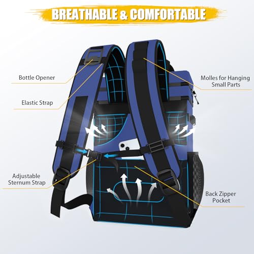 Backpack Cooler - AYAMAYA Upgrade Leakproof Cooler Backpack with Padded Top Handle, 40 Cans Large Waterproof Insulated Camping Coolers for Beach, Fishing, Picnic, Travel, BBQ - color: Navy Blue