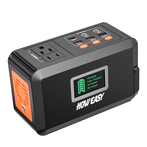 HOWEASY Portable Power Station,120W(240W Peak) Solar Generator,88Wh Lithium Battery Power with 110V AC Outlet/DC/USB/LED Light for Outdoor Camping Trip Hunting Emergency(Solar Panel Optional) - color: Orange
