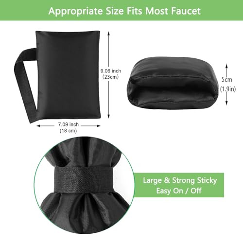 BoArt Outdoor Faucet Cover Socks for Winter Freeze Protection, 7.09" W x 9.06" H, Hose Bib Covers for Wall Taps Outside, Waterproof & Frost Free Insulated Spigot Cover, 2 Pcs Faucet Socks Black