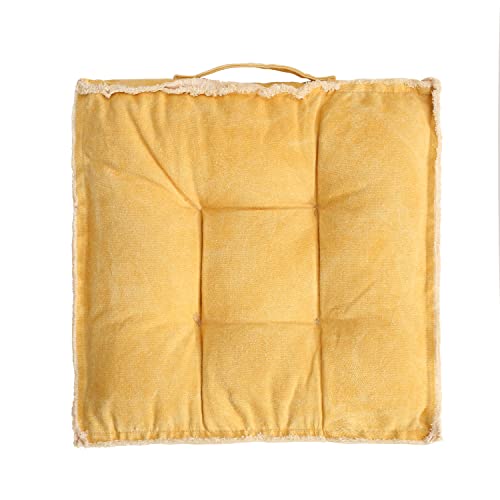 Verpert Square Thick Floor Seating Cushions,Solid Thick Tufted Cushion Meditation Pillow for Sitting on Floor,Tatami Pad for Guests or Kids Reading Nook, Yoga Living Room Sofa Balcony Outdoor(Yellow) - color: Yellow
