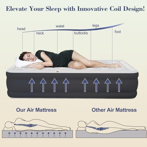 Twin Size Air Mattress Inflatable Bed with Pump and Headboard, Blow Up Mattress - size: Twin