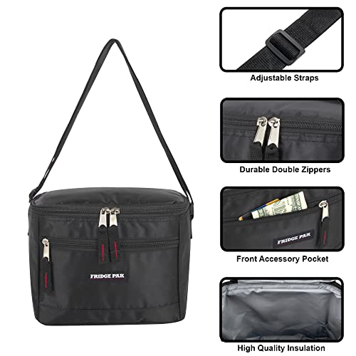 6 Can Cooler Bags Insulated Soft Cooler Lunch Bag for Men, Waterproof Leak Proof Cooler Bags Insulated - color: Black on Black