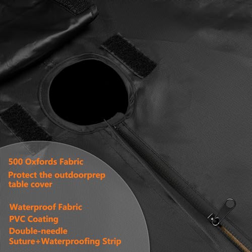 Kovshuiwe Square Patio Table Cover with Umbrella Hole Heavy Duty Waterproof 600D Oxford Fabric Outdoor Lawn Patio Furniture Covers (Square-88 L x 58" W x 23.6" H) - color: Black, size: 88"L x 58"W x 23.6"H