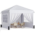 10x10 Pop Up Canopy with Sidewalls, Instant Portable Canopy Tent with Carry Bag for Commercial Events, Camping, Parties - White - color: White