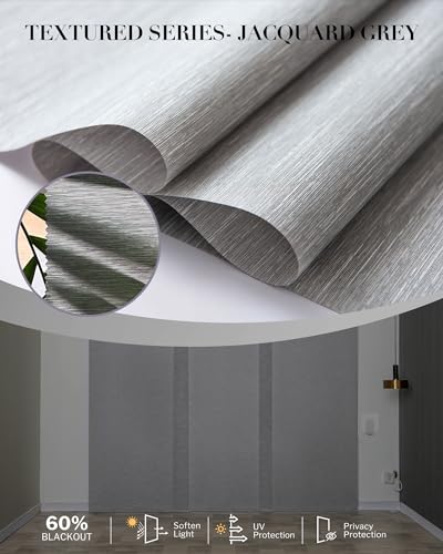 Graywind Manual Sliding Panels Light Filtering Privacy Panel Track Blinds Wand Control Window Blinds for Patio Sliding Glass Door Large Windows Width Up to 153", Custom Size (Jacquard Grey) - color: Dimout Jacquard Grey