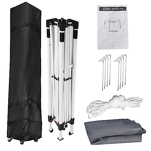 LEMY 10 x 10 FT Pop-Up Foldable Canopy Tent Pre-Assembled Adjustable Lightweight Heights Instant Waterproof Shelter with Wheeled Carry Bag (Grey) - color: Gray