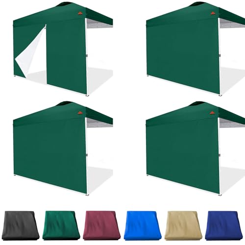 SideWalls for 10x10 Pop up Canopy Frame, 3 Pack Forest Green SunWall and 1Pack Door Only, (with Zippers) - color: Forest Green, size: 4 Sidewalls
