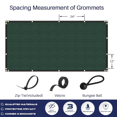 WINDSCREEN4LESS 6' x 3' Privacy Fence Screen in Green W/ Brass Grommet 85% Blockage Windscreen Outdoor Mesh Fencing Cover Netting 150GSM Fabric - Custom Size - color: Green, size: 6' x 3'