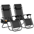 Garvee Zero Gravity Chair Set of 2, Patio Lounge Chair Outdoor with Pillow & Cup Holder Tray, Adjustable Reclining Chair, Folding Portable Camping Chair for Deck, Beach, Yard, Garden - Black - color: Black