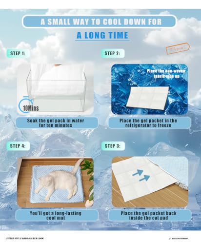 Two Uses'Cat Mat,Cooling&Self Warming Cat Mat.18 * 24in-Cooling Cat Pad.Hot/Cold Mat for Pets.Cats self Heating pad.Dogs and Cats with Ice Gel Bag,Temperature Lock Design,Machine Washable - color: Light Blue+Gel ice pack, size: Medium