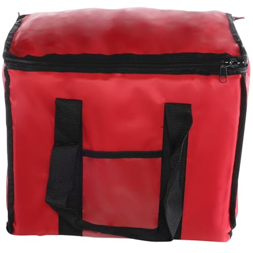 Chef Approved 12 x 12 Food Delivery Bag | Heavy Duty Insulated Soft-Sided Hot Cold Sandwich Carrier with Zipper Closure for Restaurant Shopping Grocery | Square Shape, 12"W x 12"D x 15"H, Nylon, Red - color: Red