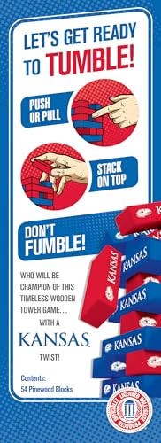 MasterPieces Kids Game - NCAA Kansas Jayhawks Tumble Tower, Officially Licensed Blocks - style: Kansas Jayhawks